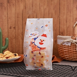 Santa Claus Plastic Bag, Treat Bag, Christmas Theme, Bakeware Accessoires, for Mini Cake, Cupcake, Cookie Packing, Excluding Stickers, Santa Claus Pattern, 85x60x220mm, 50pcs/bag