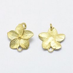 Без Покрытия Соединители латунные звенья, без свинца, без кадмии и без никеля, цветок, сырой (без покрытия), 14x15x2 мм, отверстие : 2 мм