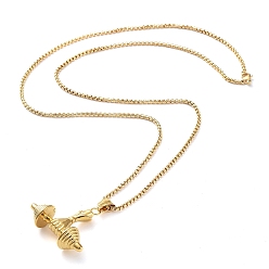 Золотой Вакуумное покрытие pvd 304 ожерелья с подвесками в виде гантелей из нержавеющей стали, золотые, 27.17~27.84'' (69~70.8 см), гантели: 35x40x14 мм