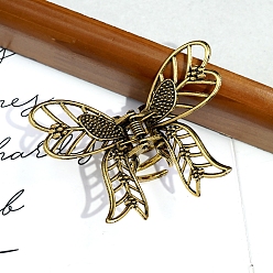 Античное Золото Сплав клипы коготь волос, аксессуары для волос для женщин и девочек, бабочка, античное золото , 70x54x40 мм