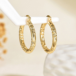 Настоящее золото 18K Серьги-кольца из текстурированной латуни прямоугольной формы, реальный 18 k позолоченный, 34x30 мм