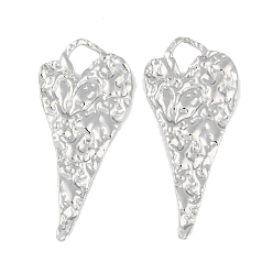 Нержавеющая Сталь Цвет Не тускнеет 304 большие подвески из нержавеющей стали, фактурная подвеска в виде сердца, цвет нержавеющей стали, 50x22x2.4 мм, отверстие : 6.2x6.5 мм