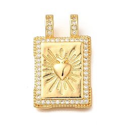 Сердце Латунные микро проложить кубического циркония подвески, без кадмия, без никеля и без свинца, прямоугольные, сердце, 28.5x17.5x4 мм, отверстие : 4.5x3 мм