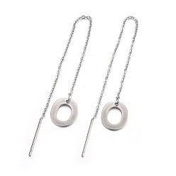 Letter O Tarnish Resistant 304 Stainless Steel Stud Earrings, Hypoallergenic Earrings, Ear Threads, Alphabet, Letter.O, 107~112x1mm, Pin: 15x0.7mm, letter: 11x9.5x0.5mm