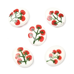 Помидор Фарфоровые бусины ручной работы, овальные, помидор, 21x17~18x7~9 мм, отверстие : 1.8~2.5 мм