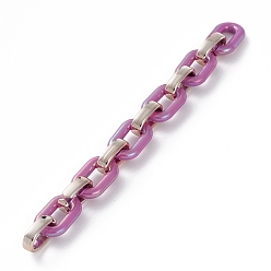 Lila Handgefertigte undurchsichtige Acrylkabelketten, mit ccb Kunststoff-Schnellkupplungen, lila, 31.5x19.5x5.5 mm, 24.5x15.5x6.5 mm, 39.37 inces(1m)/Strang