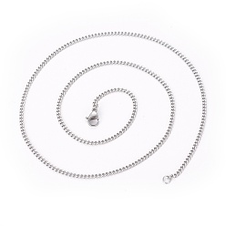 Нержавеющая Сталь Цвет Не тускнеет 304 ожерелья из нержавеющей стали с панцирной цепью, с омаром застежками, цвет нержавеющей стали, 19.4 дюйм (49.5 см), 2 мм