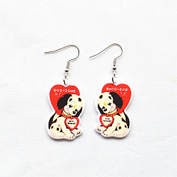 Собака Пасхальные акриловые серьги-подвески с мультяшными персонажами, слева и справа, платина, собака, 56x23 мм