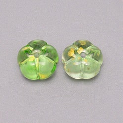 Pale Green Transparent Glass Beads, Pumpkin, Pale Green, 10x10x7mm, Hole: 1.2mm