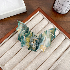 Темно-Зеленый Акриловые заколки для волос в виде летучей мыши на Хэллоуин, аксессуары для волос для женщин и девочек, темно-зеленый, 85x55 мм