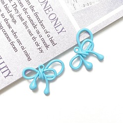 Темно-Голубой Акриловые подвески краскораспылительные, бантом, глубокое синее небо, 19x21 мм