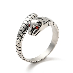 Античное Серебро Легкое кольцо на палец с леопардовым принтом и стразами, 316 готические украшения из нержавеющей стали для мужчин и женщин, античное серебро, размер США 11 (20.6 мм)