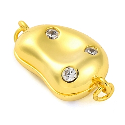 Настоящее золото 18K 925 магнитные застежки из стерлингового серебра с микропаве из прозрачного кубического циркония, с целью перехода в кольце, реальный 18 k позолоченный, 17x9x6 мм, отверстие : 2 мм