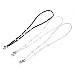 Mixed Color Eyeglasses Chains, Neck Strap for Eyeglasses, with Glass Beads, 304 Stainless Steel Lobster Claw Clasps, Brass Beads and Rubber Loop Ends, Butterfly, Mixed Color, 27.55 inch(70cm)