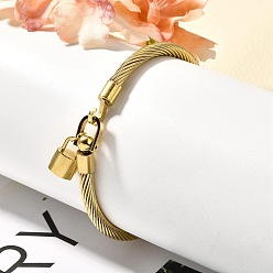 Золотой 304 витые браслеты из нержавеющей стали для женщин, ионное покрытие (ip) покрытый, с замками, золотые, внутренний диаметр: 2-1/8 дюйм (5.35 см)