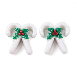 Candy Cane Рождественские украшения, тема, непрозрачная смола, декодированные кабошоны, шоколадная конфета, 24x23x9 мм