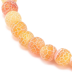 Orange Natural Weathered Agate(Dyed) Round Beaded Stretch Bracelet, Gemstone Jewelry for Women, Orange, Inner Diameter: 2-1/4 inch(5.7cm), Beads: 6mm