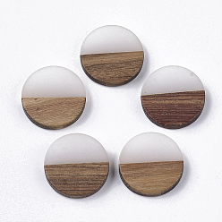 Белый Дым Кабошоны из смолы и ореха, плоско-круглые, серый, 18x3.5 мм