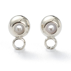 Платина Поручни из латунной трубы с покрытием стойки, петля под залог, долговечный, с резиной внутри, рондель, платина, 7.5x5x4 мм, отверстие : 1.8 мм, внутренний диаметр: 1.2 мм