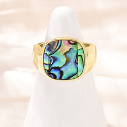 Настоящее золото 18K Латунь регулируемые манжеты кольца, без кадмия и без свинца, квадратный, с ушком оболочкой, реальный 18 k позолоченный, 14.5 мм, внутренний диаметр: регулируемый