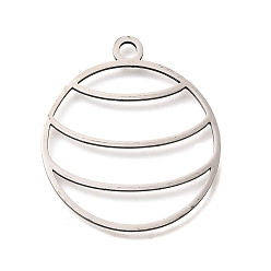 Нержавеющая Сталь Цвет 201 подвески из нержавеющей стали, лазерная резка, полый плоский круглый шарм, анти-тускнение, цвет нержавеющей стали, 35x30.5x1 мм, отверстие : 2 мм