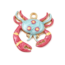 Light Blue 304 Stainless Steel with Enamel Pendants, Crab Charms, Golden, Light Blue, 27.5x26x4.5mm, Hole: 2.8mm