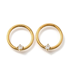 Золотой 304 Кольца для носа из нержавеющей стали с ромбовидным кубическим цирконием, золотые, 13.5x12.5x3.5 мм, внутренний диаметр: 10 мм