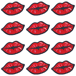 Красный Бархатные вышивальные нити, пришивные/приклеиваемые нашивки, с пластиковым, аппликации из ткани, губа, красные, 35x65x1.5 мм