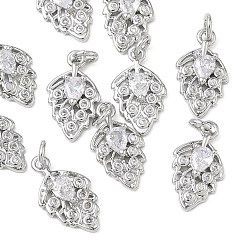 Platinum SHEGRACE Brass Clear Cubic Zirconia Pendants, Grape Charms, Cadmium Free & Lead Free & Nickel Free, Platinum, 14.5x8.5x2.5mm, Hole: 2.5mm
