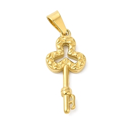 Golden PVD Vacuum Plating 304 Stainless Steel Pendants, Key Charm, Golden, 28x12.5x3.5mm, Hole: 7x3.5mm