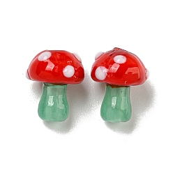 Красный Бусы лэмпворк ручной работы, гриб, красные, 12~14.5x10~12 мм, отверстие : 1.2~1.8 мм, около 23 шт / нитка, 11.61~12.60 дюйм (29.5~32 см)