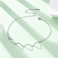 Нержавеющая Сталь Цвет 304 ожерелья из нержавеющей стали в форме волны для женщин, цвет нержавеющей стали, 12.60 дюйм (32 см)