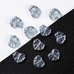 Hellstahlblau Herbstthema tschechische Glasperlen, Ahornblatt, hellstahlblau, 10.5x13x4 mm, Loch: 0.8 mm, ca. 115 Stk. / Beutel, 95~100 g / Beutel