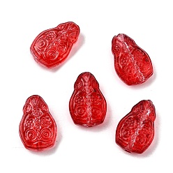 (123L) Белый крем непрозрачный блеск Стеклянные бусины, слезинка с цветами, огнеупорный кирпич, 16x10.5x5.5 мм, отверстие : 1 мм