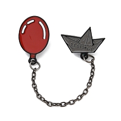 Красный Бумажные кораблики и эмалевые булавки в виде воздушных шаров SS George, булавки для лацканов из сплава для одежды рюкзака, с кабельным цепи, красные, 101 мм