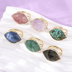 Смешанные камни Кольца-манжеты из натурального камня конский глаз, латунные регулируемые кольца для женщин, золотые, 28x19.5 мм, размер США 9 3/4 (19.5 мм)