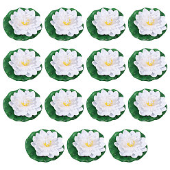 White EVA Foam Artificial Lotus Leaf & Flower, for Aquarium Home Garden Wedding Decorations, White, 105x23mm