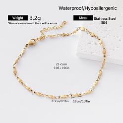 Heart Vintage 304 Stainless Steel Link Chain Bracelets for Women, Golden, Heart, 9.06 inch(23cm)