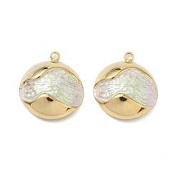 Белый 304 подвеска из нержавеющей стали, окрашенная распылением, полукруглый шарм, вакуумное покрытие pvd, реальный 18 k позолоченный, белые, 17.5x15.5x4.5 мм, отверстие : 1.5 мм