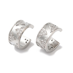 Platinum Ring with Leaf Brass Micro Pave Cubic Zirconia Cuff Earrings for Women, Platinum, 13x7mm