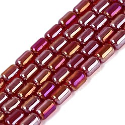 Fuego Ladrillo Electroplate transparentes cuentas de vidrio hebras, azufaifo, color de ab chapado, ladrillo refractario, 6x4 mm, agujero: 0.6~0.8 mm, sobre 59~62 unidades / cadena, 14.37~15.16 pulgada (36.5~38.5 cm)