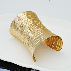 Золотой Браслеты-манжеты из сплава exaggerate, рельефные браслеты для женщин, цветок, золотые, 3-3/4 дюйм (9.6 см)