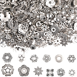 Античное Серебро 384шт 12 стили ювелирные изделия изготовление наборы для поиска, включая проставки из сплава и колпачки для бусин, античное серебро, 6~9x1.5~3.2 мм, отверстие : 1~2 мм, 32 шт / стиль