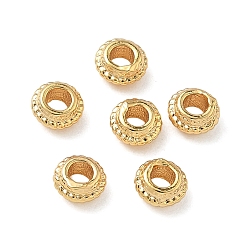Настоящее золото 18K Латунные бусины, без никеля , плоско-круглые, реальный 18 k позолоченный, 4.5x3 мм, отверстие : 2 мм