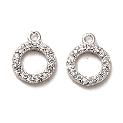 Платинированный Серебряный кулон с родиевым покрытием 925 925 пробы, с кубического циркония, кольцо прелести, с печатью 925, Реальная платина, 9.5x7.5x1.6 мм, отверстие : 1 мм