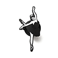 Human Creative Dancing Theme Enamel Pin, Electrophoresis Black Alloy Brooch for Backpack Clothes, White, Dancer Pattern, 30x13x1.2mm