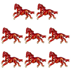 Red 8Pcs Running Horse Enamel Pins, Zinc Alloy Lapel Pin Brooches for Backpack Clothes, Gold, Red, 27.5x21.5mm