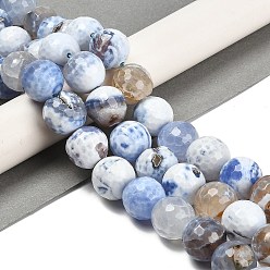 Лиловый Природные пожары треск агат бисер нитей, окрашенная и подогревом, круглые, граненые, сирень, 13.5~14 мм, отверстие : 1.4 мм, около 28~29 шт / нитка, 15.16 дюйм (38.5 см)