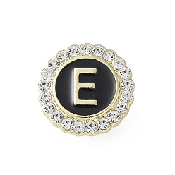 Letter E Эмалевые булавки с буквами, броши из сплава для одежды рюкзака, с четким кубического циркония, Письмо E, 17.8x17 мм