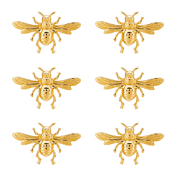 Золотой 6шт. броши из сплава пчел для рюкзака, золотые, 34x54 мм